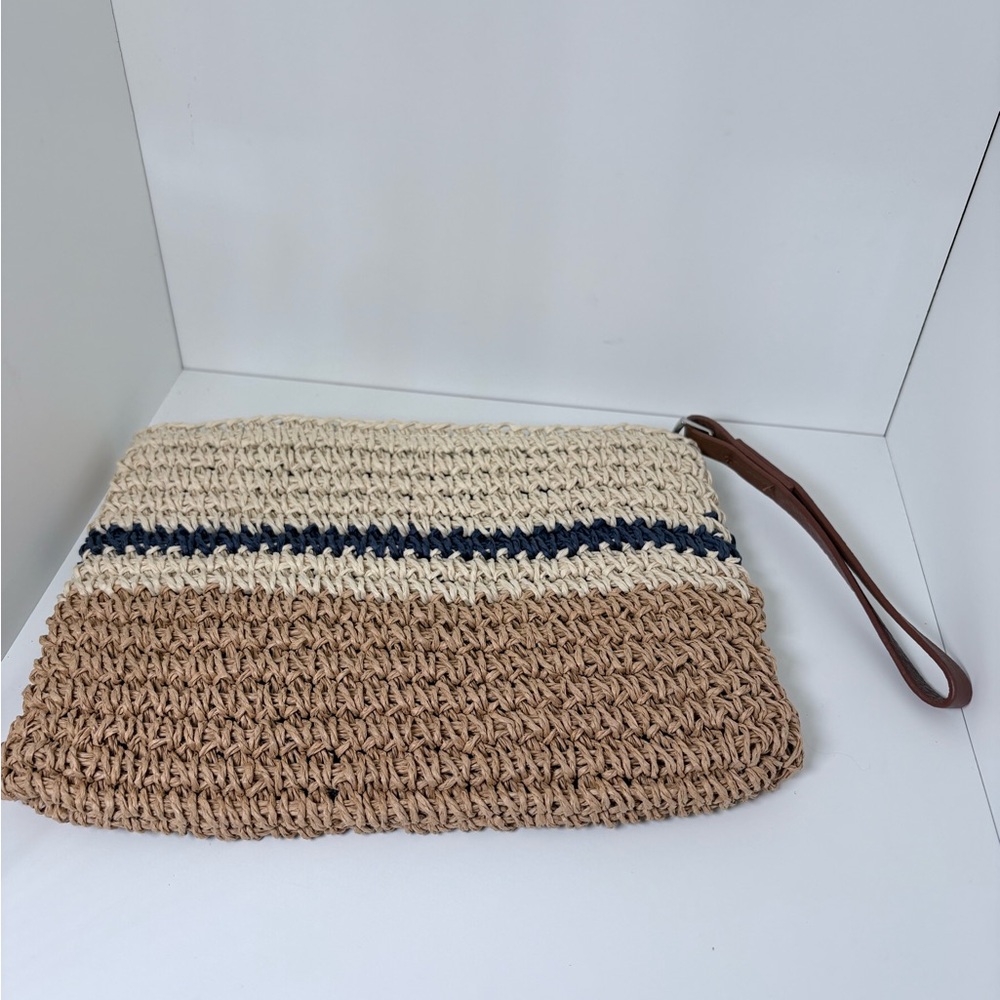 Joe Fresh Tan, Cream, and Navy Woven Clutch